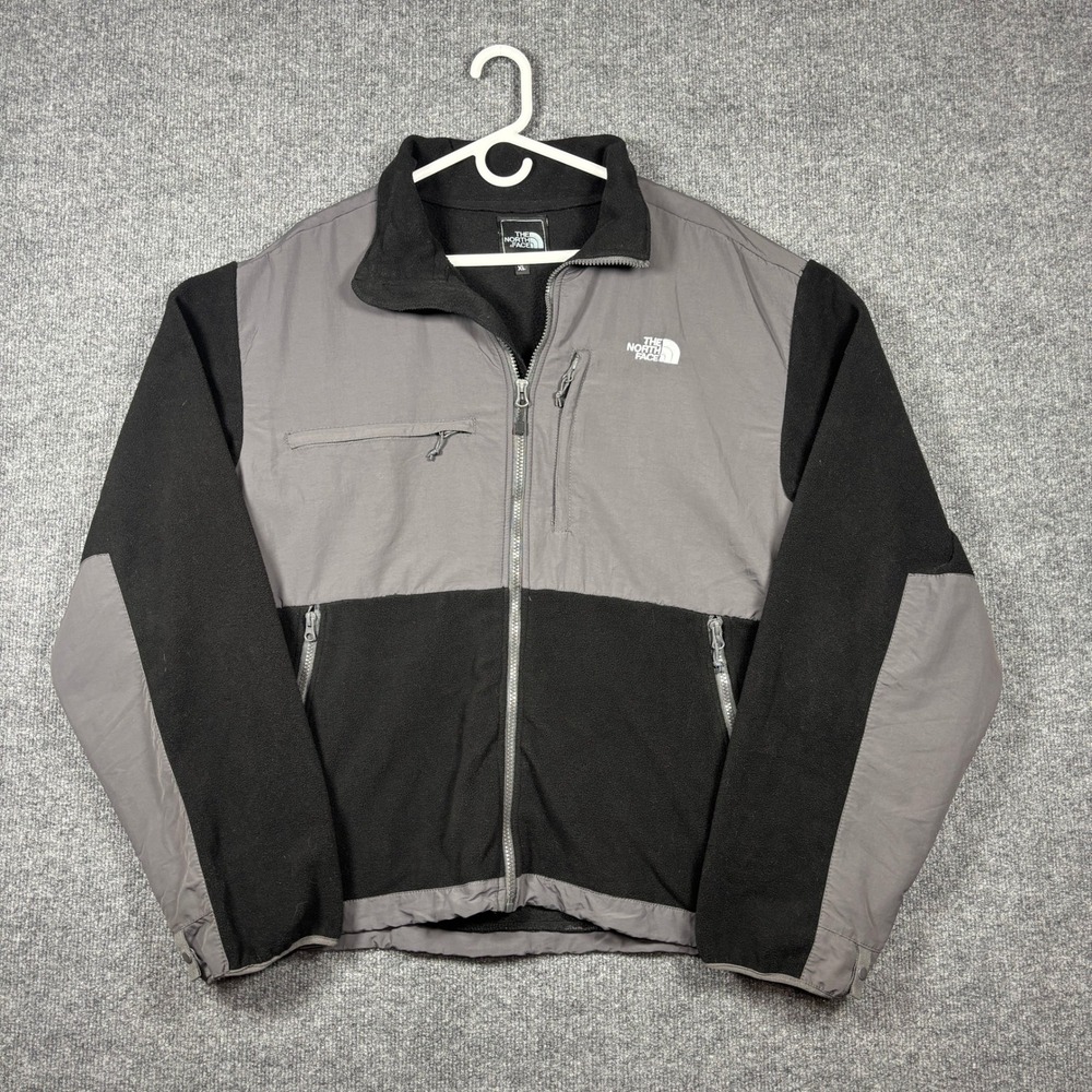 The North Face Fleece Jacket Mens XL Grey Black Denali Style Zip Up Colorblock